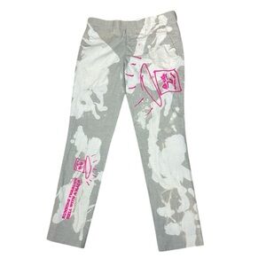 Express Innovator Artist Custom 1 of 1 Greige Tie-Dye Graffiti Pants Size 28/30